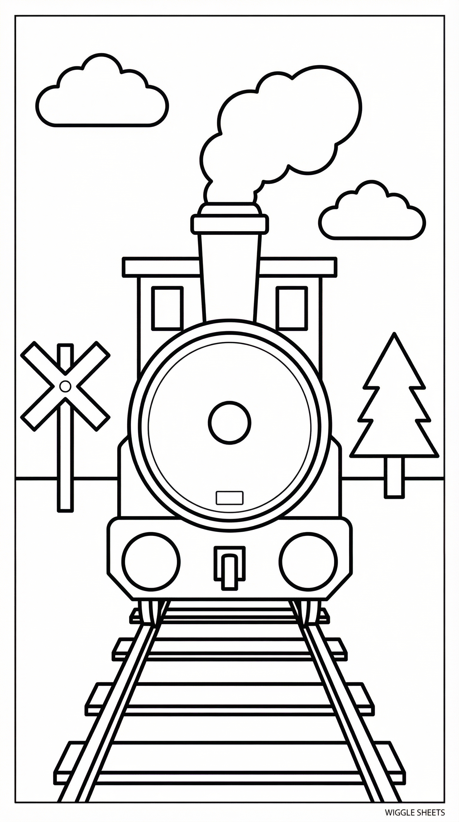 Steam Train Front Coloring Page